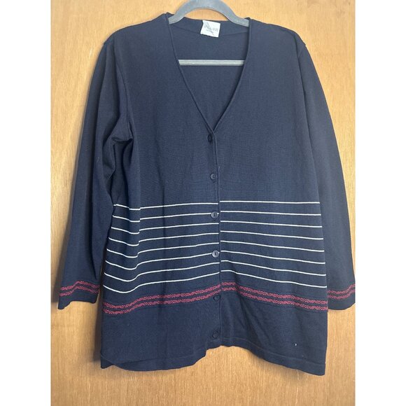 Navy Blue Women’s XL Cardigan Sweater Button Front Preppy Chic Layering - Picture 1 of 7